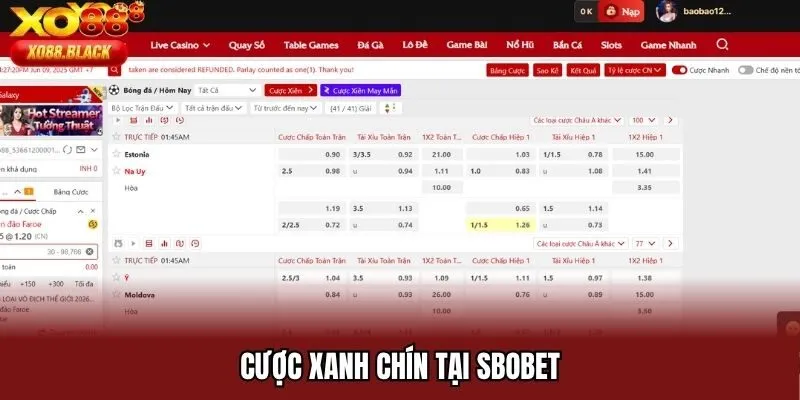 Cược xanh chín tại SBOBET
