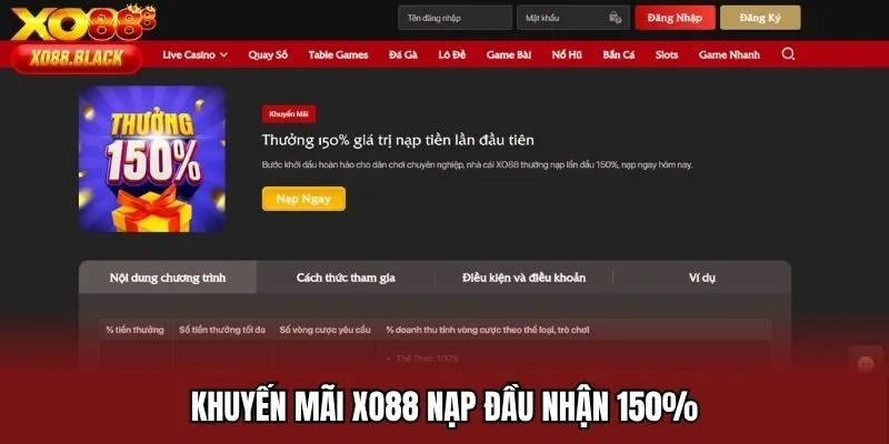 Khuyến mãi Xo88 nđạp ầu nhận 150%
